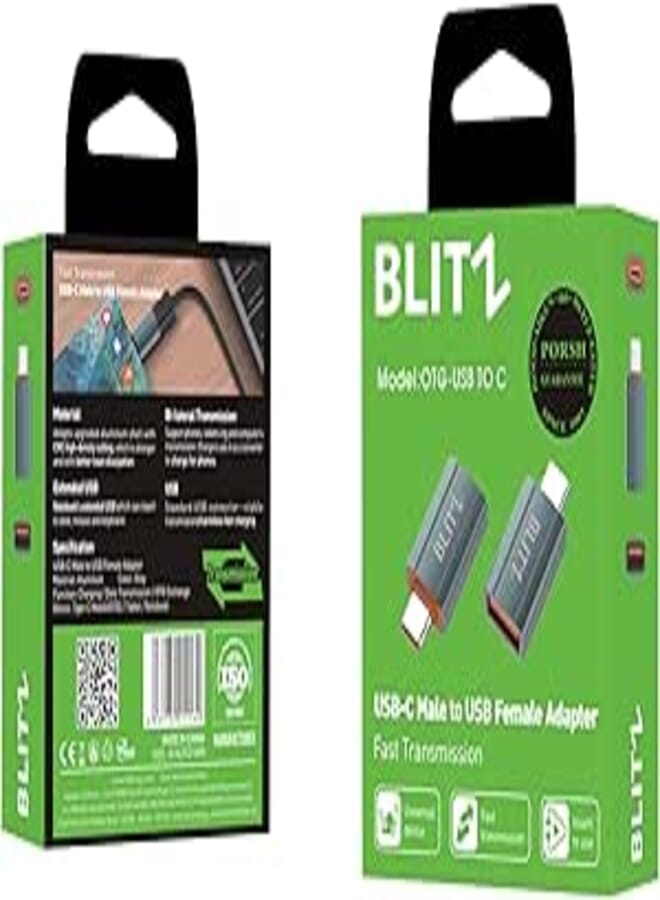 BLITZ OTG-U2C USB to Type-C Adapter, Quick Charge and High-Speed Data Transfer, Durable for Connecting Smartphones, Tablets, and Computers
